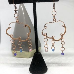 Handmade, Wire, Wrapped, Copper, Cloud earrings